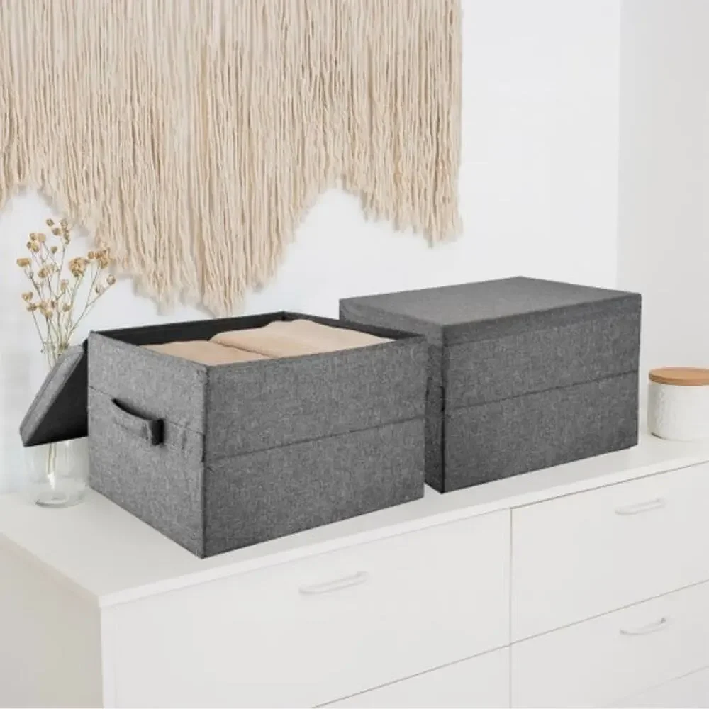 All space Fabric Storage Organizer W/Lids 3pk